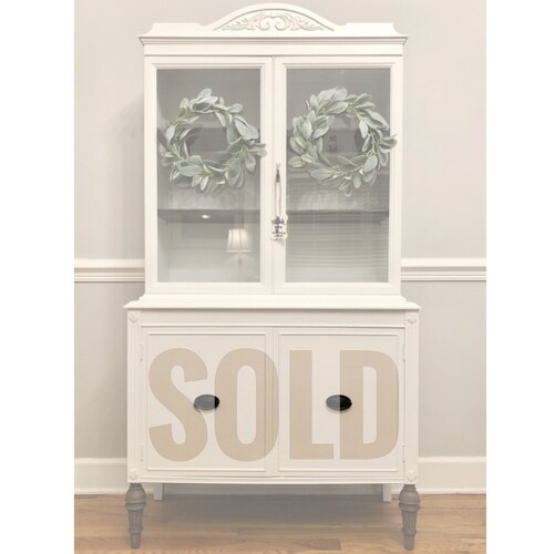 SOLD farmhouse Hutch White Refinished China Etsy