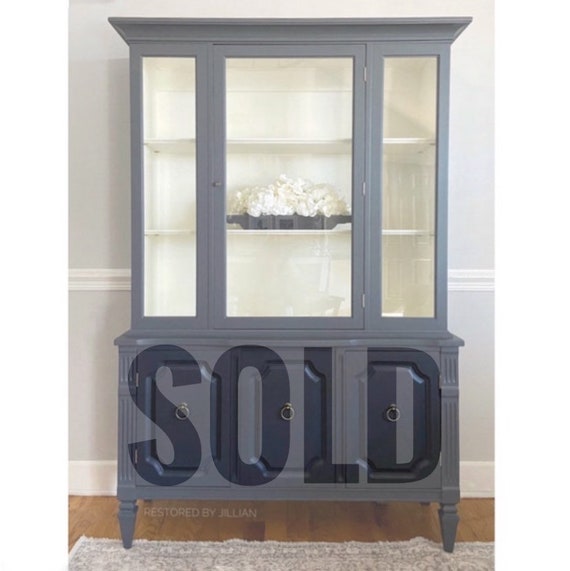 Gray hutch cabinet deals