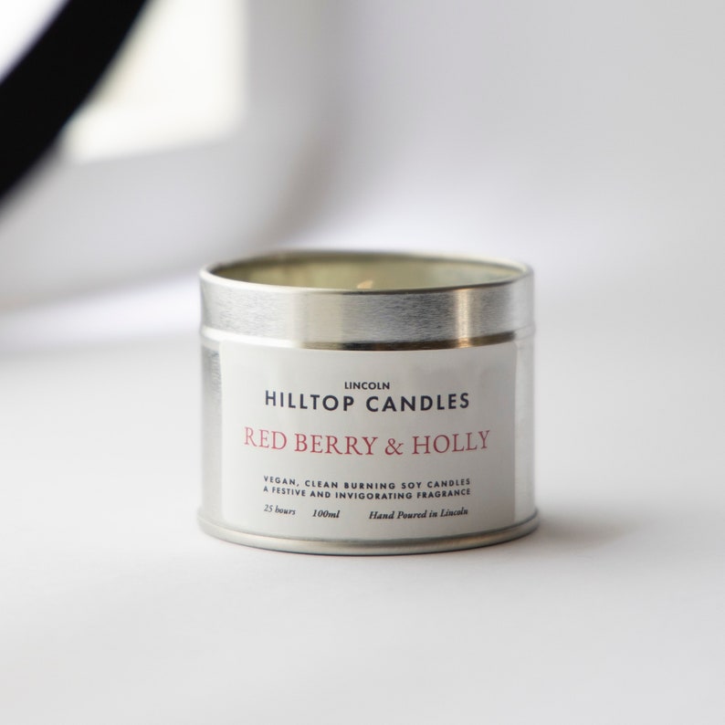 Red Berry & Holly Luxury Hand Poured Scented Soy Candle image 6