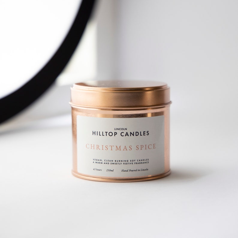 Christmas Spice Luxury Hand Poured Scented Soy Candle Rose Gold (45 Hours)