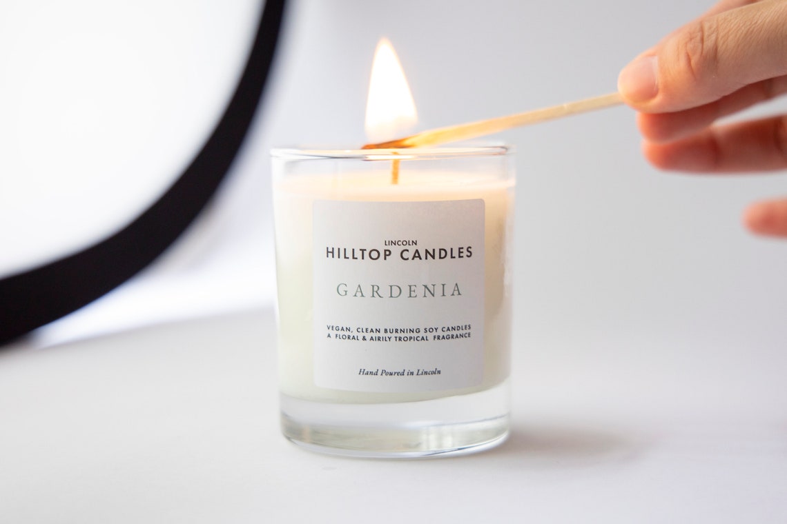 Gardenia Luxury Scented Soy Candle in Glass Etsy