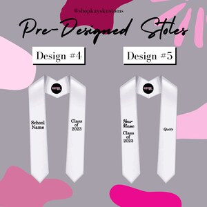 Custom Graduation Stole | White Satin, Vinyl Embellishments image 3