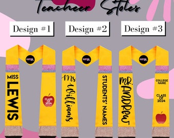 Personalized Teacher Graduation Stole | Custom Pencil Sash