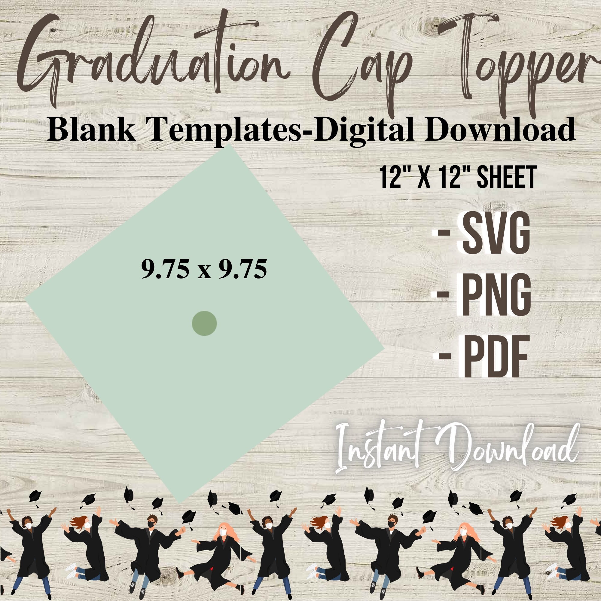 Graduation Grad Cap Silhouette Instant Download Includes Cricut, Cameo  Silhouette SVG Cut File, JPEG Printable Image, PNG Transparent File 