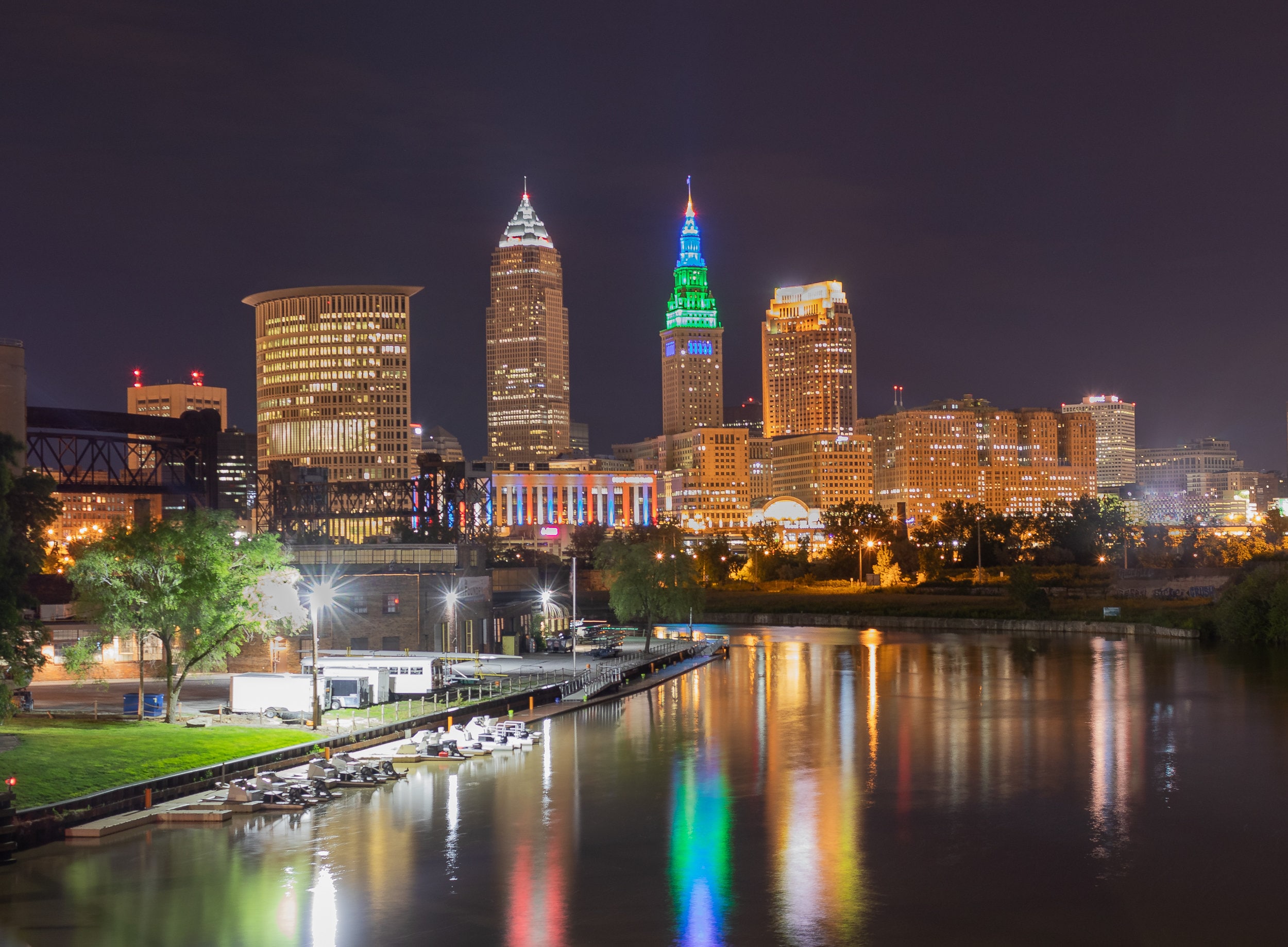 Long Exposure Cleveland Night Guardians Cleveland Photo Print Art