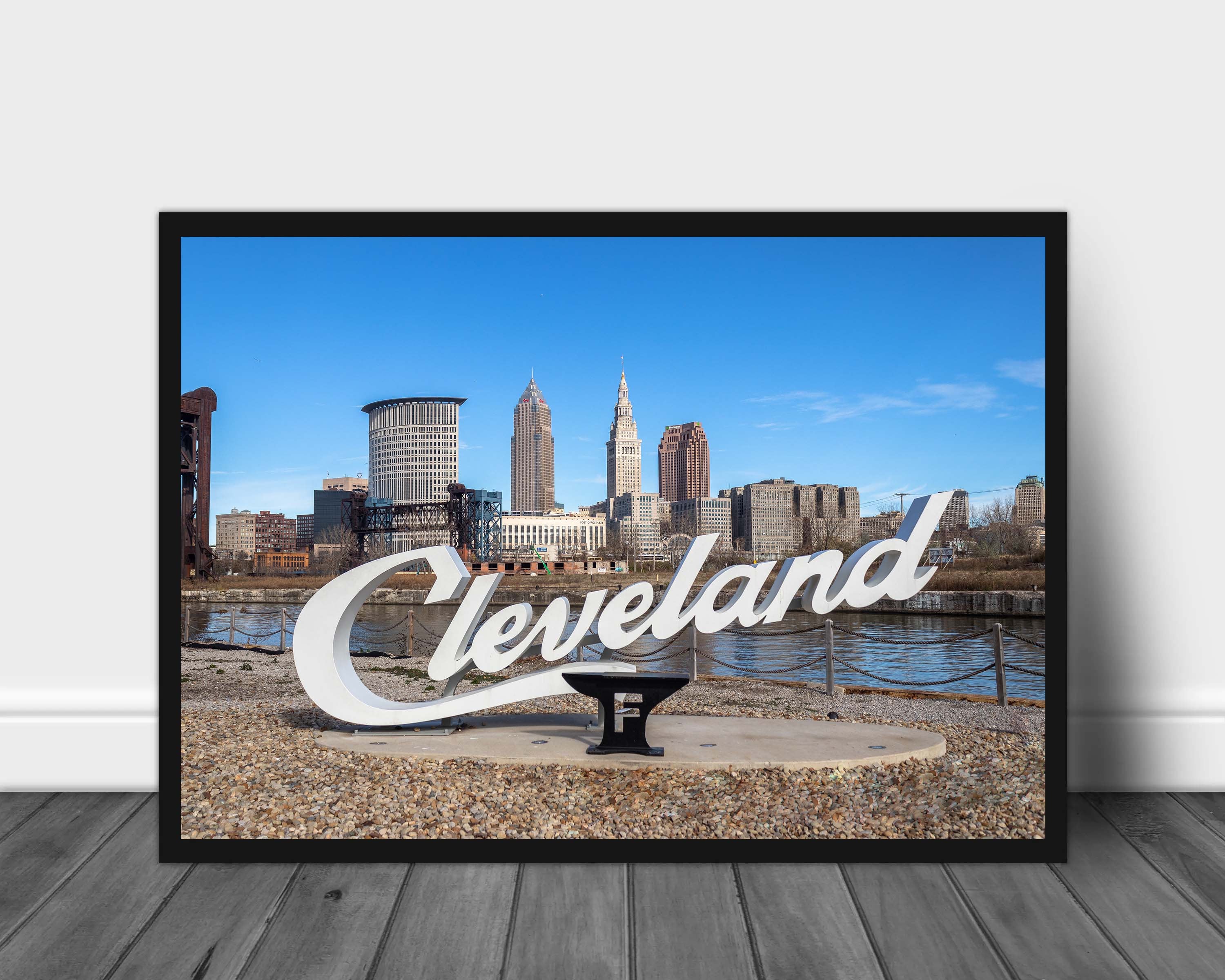 Cleveland Ohio Edgewater Script Sign Prints photo