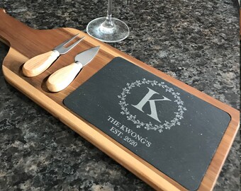 Personalized Engraved Cheese / Charcuterie Boards with 2 Tools