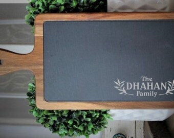 Customized Acacia Wood and Slate Cutting Board