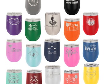 Custom Engraved Polar Camel Wine Tumbler 12 oz. w/Clear Lid