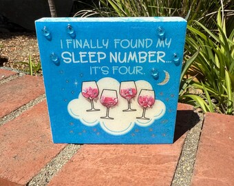 Wine Lover Shelf Sitter, Funny Bar Decor, Glass and Resin Art