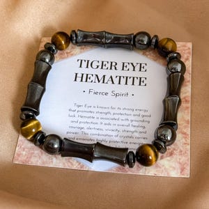 Hematite & Tiger Eye Bracelet – Unique Crystal Bracelet for Men Women, Grounding Protection Jewelry, Handmade Intention Jewelry Gifts