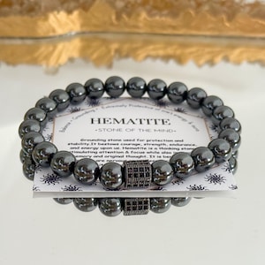 Hematite Bracelet,Healing Crystal Bracelet for Empath Protection,Grounding,Perfect for everyday wear, Intention Crystal Bracelet Gifts