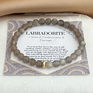 Labradorite Bracelet,6mm Healing Stone Bracelet for Women,Men,Crystal Jewelry for Emotional Support,Courage, Crystal Lover Gifts