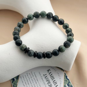 Green Stone Bracelet for Men,Crystal Bracelet for Women,Kambaba Jasper Nature Bracelet,Healing Stone Jewelry Gifts Perfect for Everyday wear