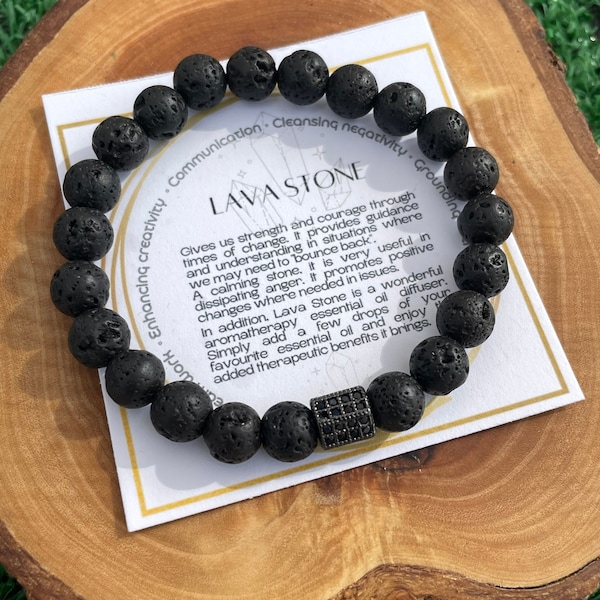 Lava Bead Bracelet,Men,Women,Healing Diffuser Bracelet,Grounding Energy Anxiety Aromatherapy,Couples Matching Bracelets Gift