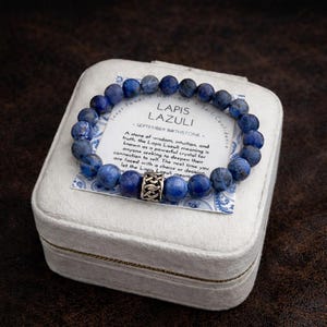 Lapis Lazuli and Sodalite Bracelet, Blue Gemstone Crystal Bracelet,Healing Jewelry for Intuition and Mental Clarity, Crystal Gifts