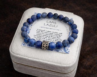 Lapis Lazuli and Sodalite Bracelet, Blue Gemstone Crystal Bracelet,Healing Jewelry for Intuition and Mental Clarity, Crystal Gifts