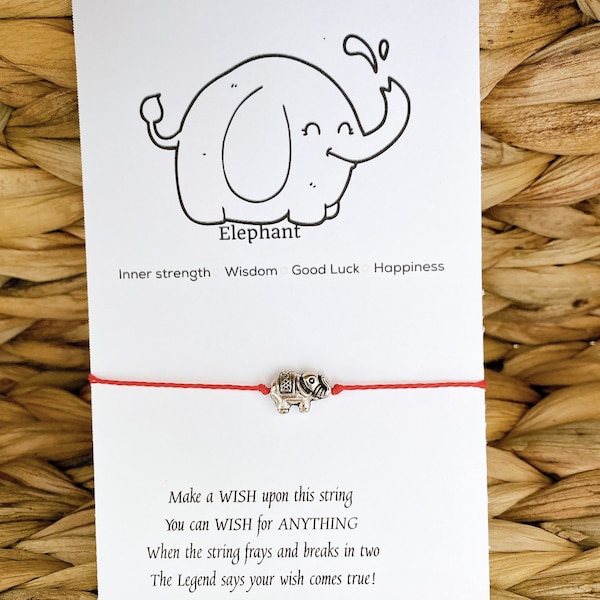 Elephant Wish string bracelet,Strength,Memory,Good luck,Friendship bracelet,Gifts for her,Gift for him,Gifts under 10