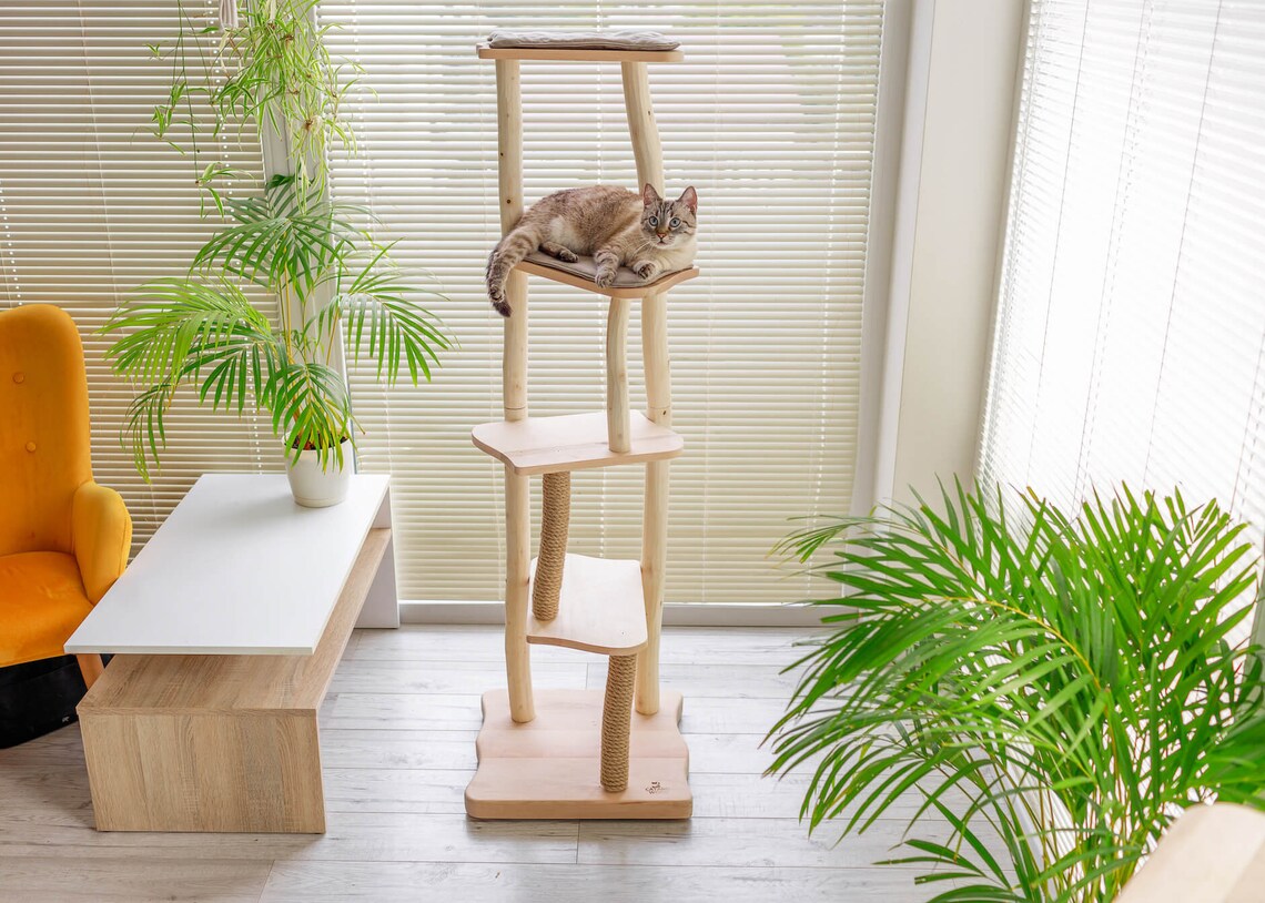 Cat Tree With Wood Natural Large and Tall Cat Tree Etsy