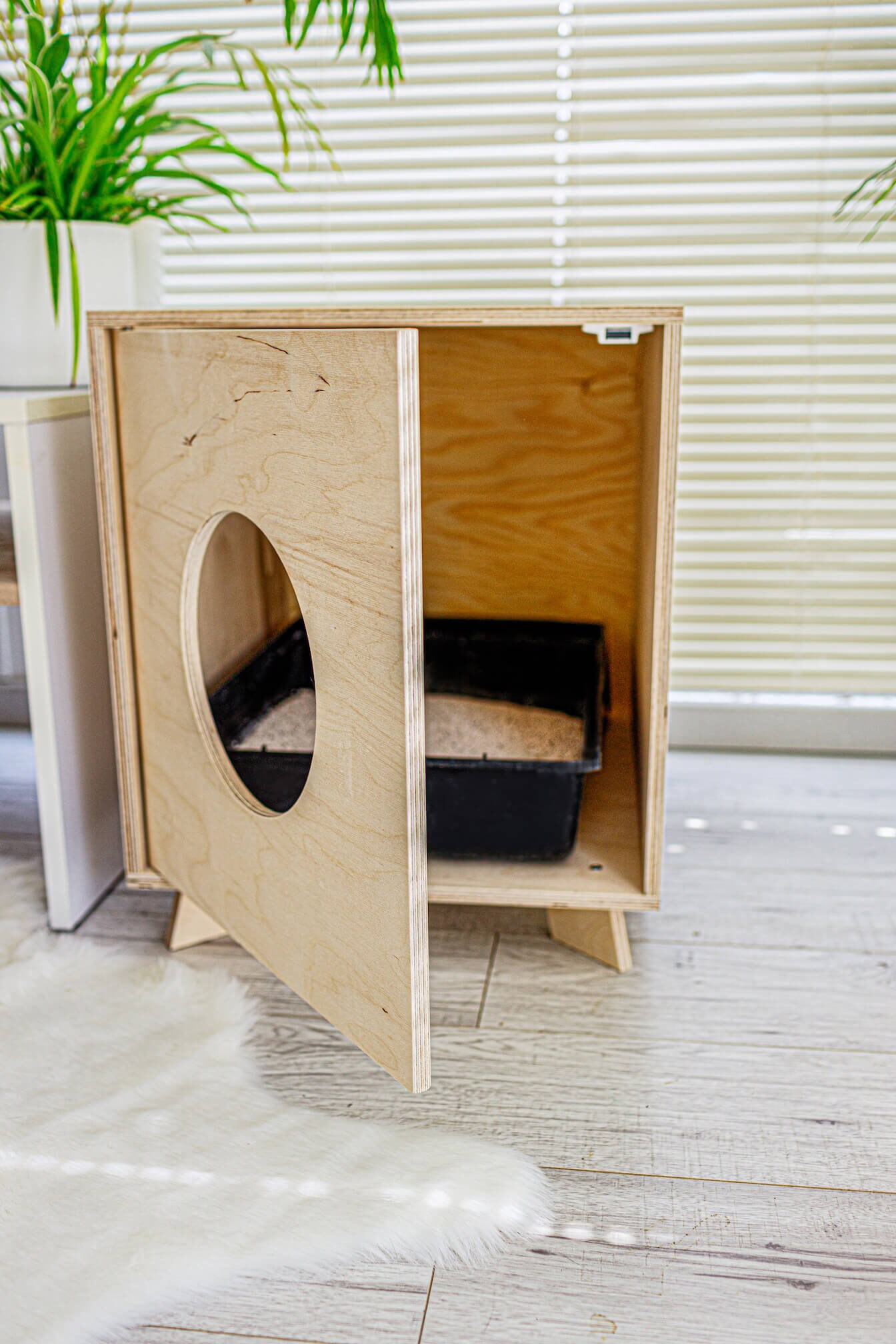 Unfinished Plywood Pet House Litter Box Wooden Cat Litter Box Cover