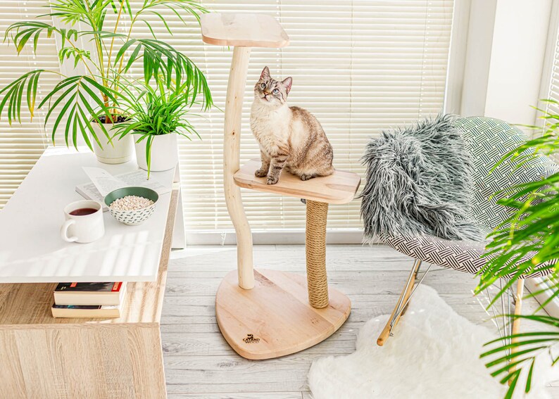 Cat Tree With Wood and Small Natural Unique Design With Etsy