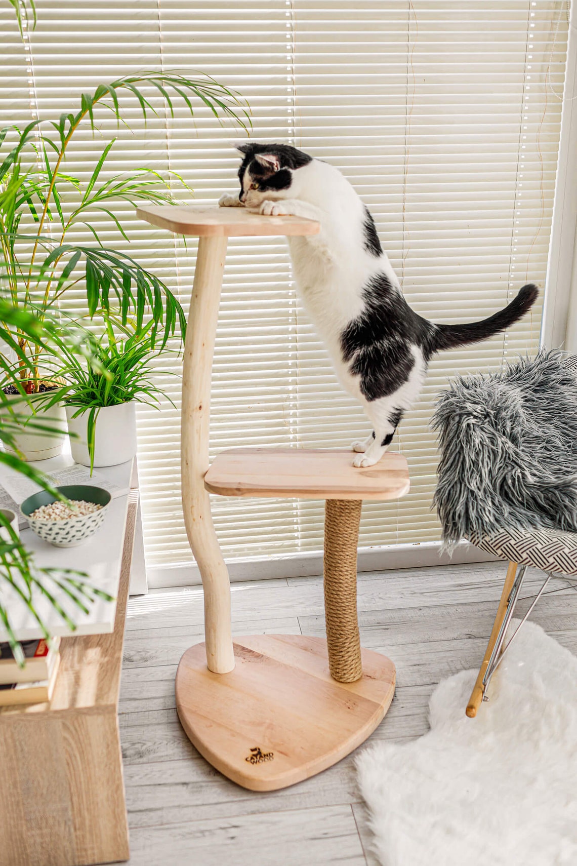 Cat Tree With Wood and Small Natural Unique Design Etsy