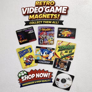 Retro Videospiel Magnete - 90er Jahre Nostalgie - Super Mario, Sonic, mortal kombat & mehr! Bild 1