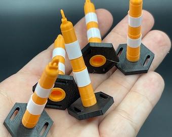 Miniatuur verkeerskegels: 3D-geprinte modelrekwisieten (schaal 55 mm H 1/5)