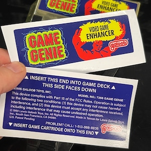 Game Genie NES Cartridge game replacement labels. Replace labels with authentic looking replacements for Nintendo Game Genie cartridges.