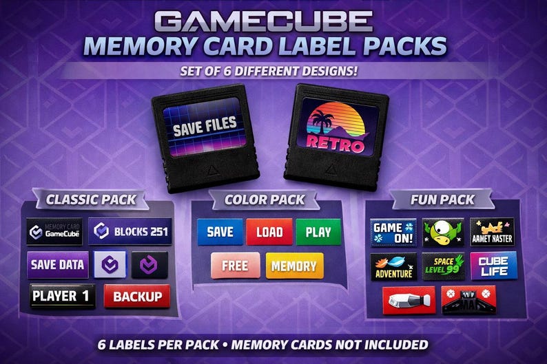 Custom Nintendo Gamecube Memory Card Replacement Label Packs - Etsy