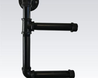 Double Stacked Wall Toilet Paper Holder — Black Iron Pipe