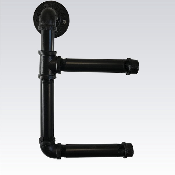 Double Stacked Wall Toilet Paper Holder — Black Iron Pipe