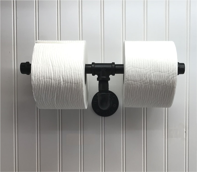 Toilet Paper Holder for 2 Rolls Rustic Farmhouse Black Iron Etsy