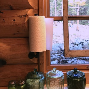 Paper Towel Holder Side Mount Rustic Black Iron Pipe