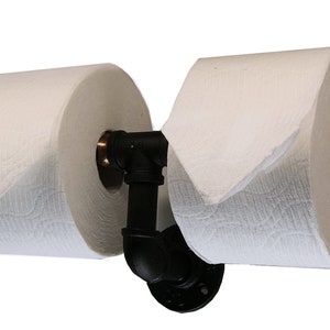 Toilet Paper Holder Double Black Iron Pipe w/ Copper