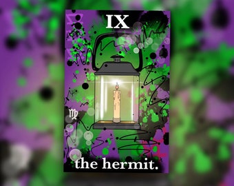 The Hermit Inch Print | Tarot | Divination | Wise Man | 9 | Graffiti | Trash Polka | Art Print | Wall Art | Digital Print