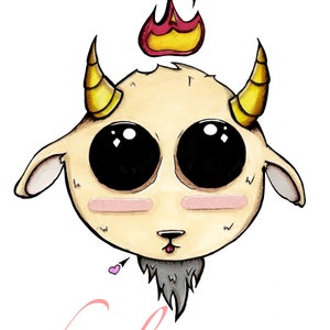 Baby Baphy Print | Multiple Sizes | Satanism | Hail Satan | Large Print | Small Print | Wall Art | Baphomet | Cute Baphomet