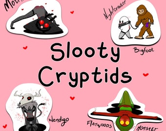 Slooty Cryptid Vinyl Stickers | Sexy Cryptids | Mothman | Nightcrawler | Bigfoot | Flatwoods Monster | Wendigo | NSFW | Folklore