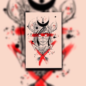 Artemis Göttin der Jagd und Mond Print | Griechische Göttin Print | Gottheit | Mythologie | Großer Druck | Kleingedrucktes | Wandkunst | Kunstdruck