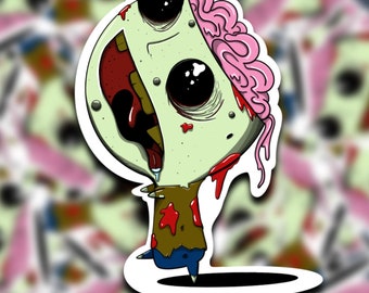 Zombie Vinyl Sticker | Permanent Sticker | Glossy Sticker