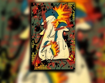 Cyndaquil Evolution Trio Print | Pokemon | Graffiti | Trash Polka | Art Print | Wall Art | Digital Print| Multiple Sizes