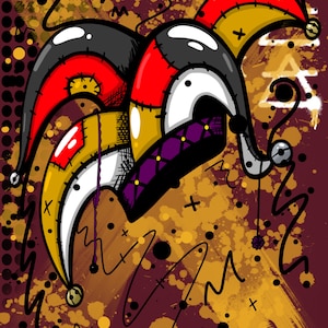 The Fool  Inch Print | Tarot | Divination | Jester | 0 | Graffiti | Trash Polka | Art Print | Wall Art | Digital Print