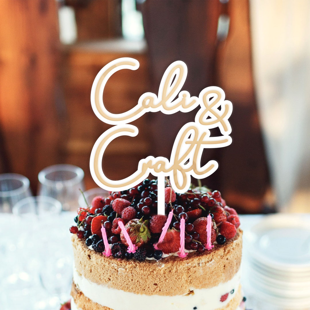 Custom Layered Acrylic Cake Topper (D7) | Ideal for Weddings, Birthdays ...