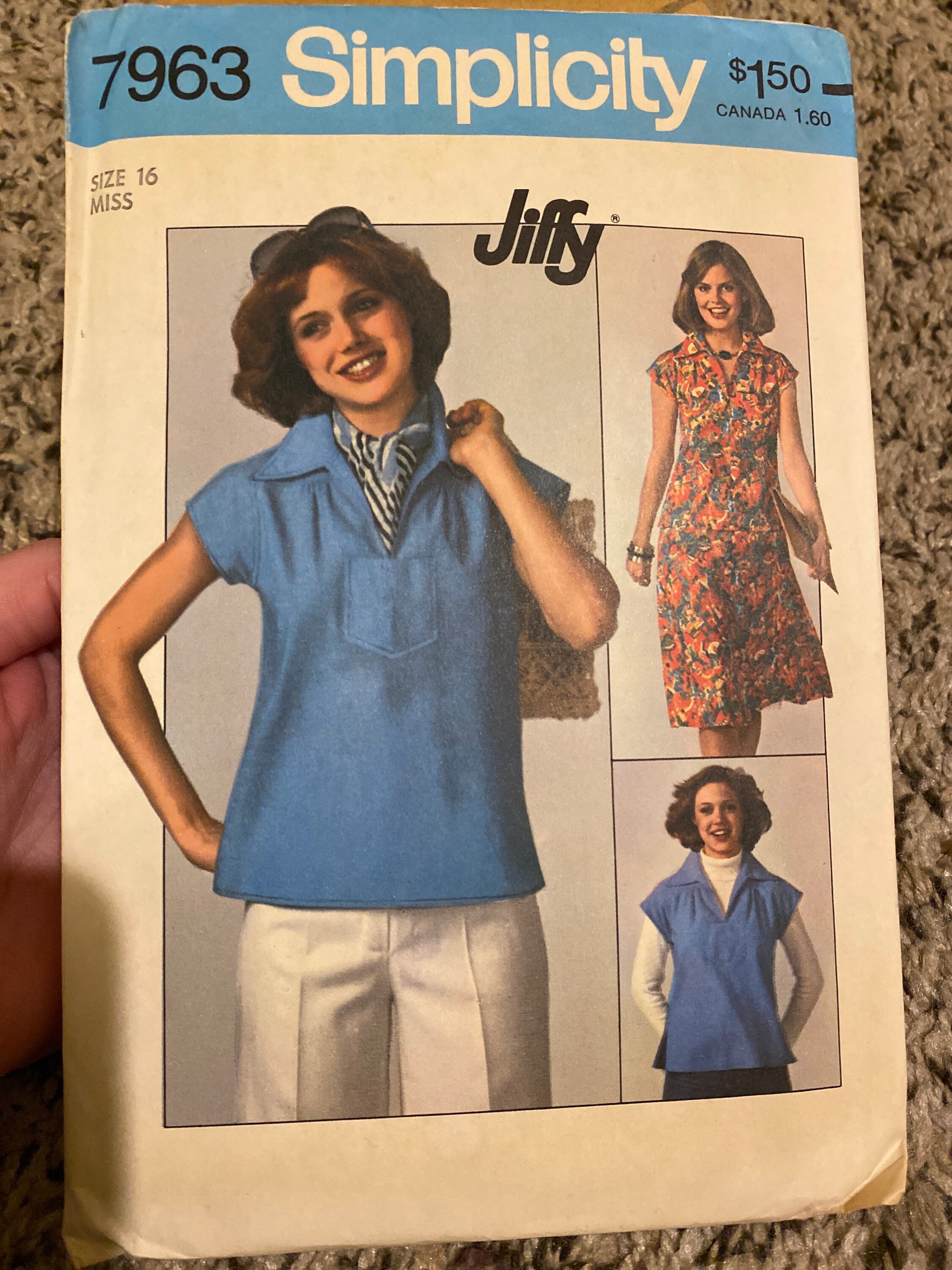 Jiffy Dress Sewing Pattern Simplicity 7963  Vintage 1970s  Misses Sewing Pattern Size 12 Bust 34