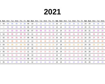 Linear Calendar Etsy 2021 linear calendar printable
