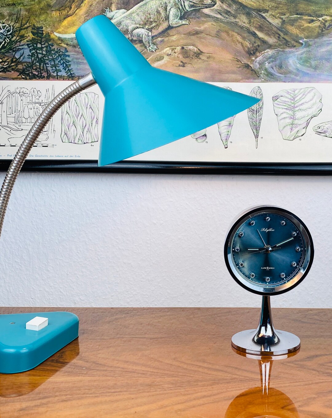 RHYTHM Table Clock Japan Mid Century Clock Alarm Clock Etsy