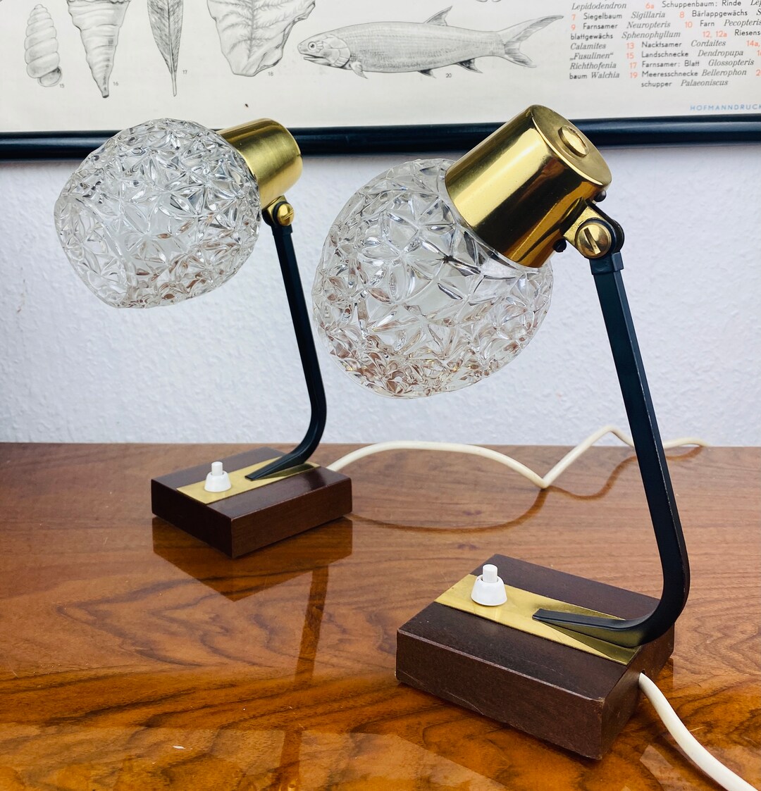 Mid Century Bedside Lamps Brass Lights Pair of Table Lamps Etsy