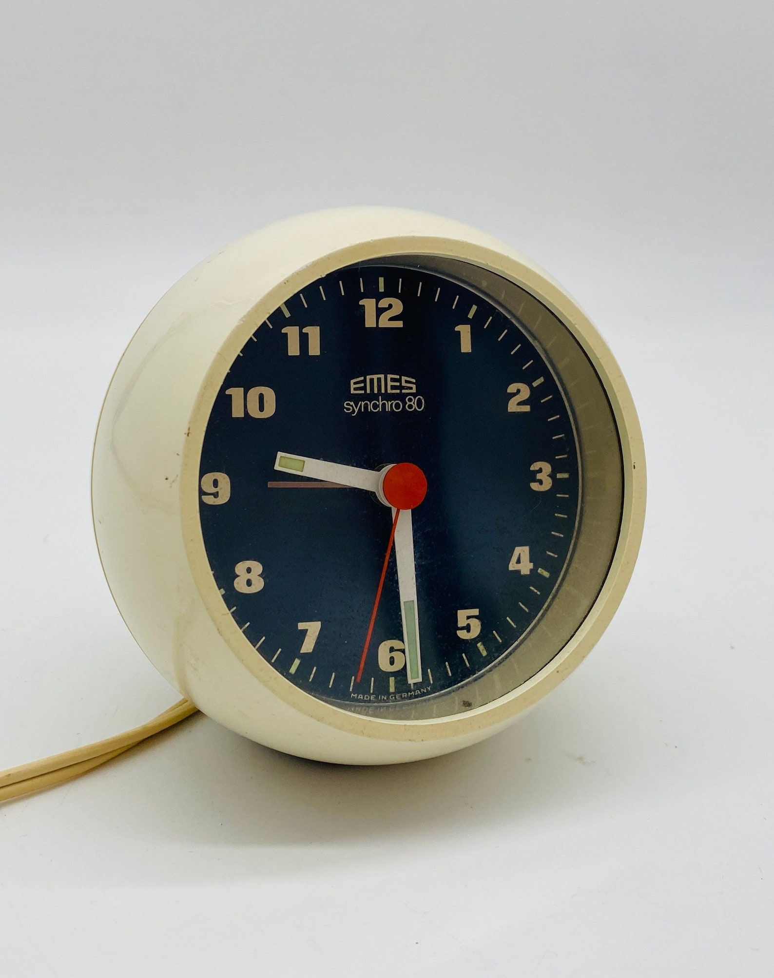 Small White Alarm Clock From EMES With Alarm From GERMANY Very Eye
