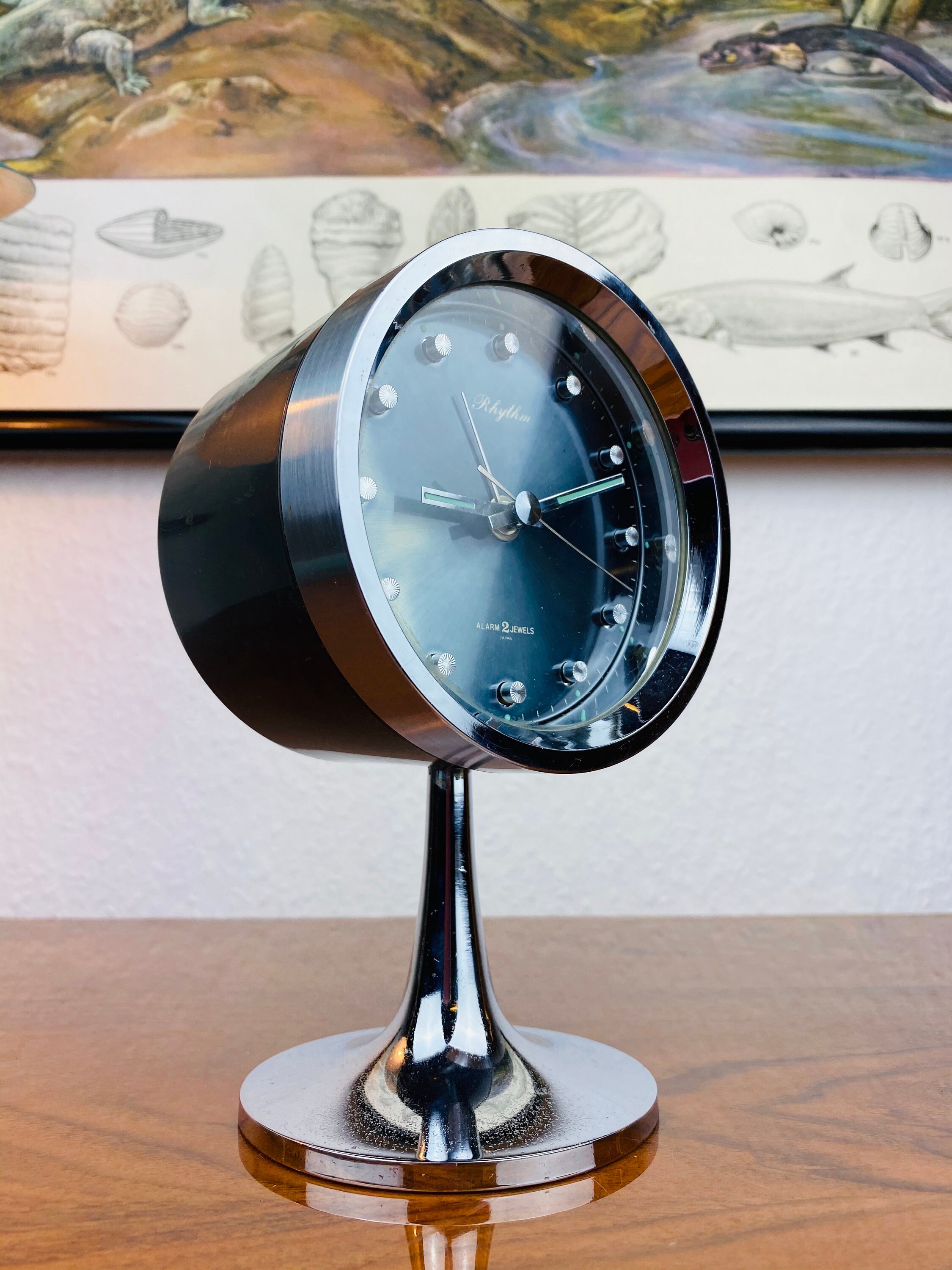 Reloj de mesa RHYTHM Japon Reloj de mediados de siglo Reloj despertador Diseno japones Reloj de mesa antiguo con alarma Reloj despertador MCM Etsy Espana