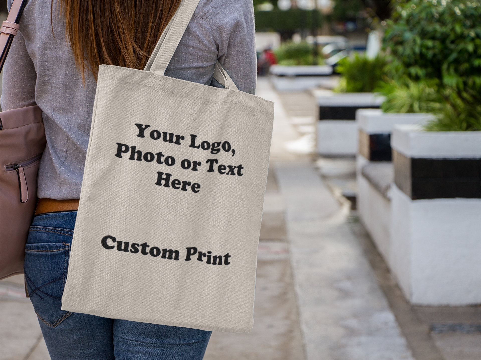 Sublimation Burlap Tote Bag 14x16 with Black Handles, 100% Polyester, 50  each